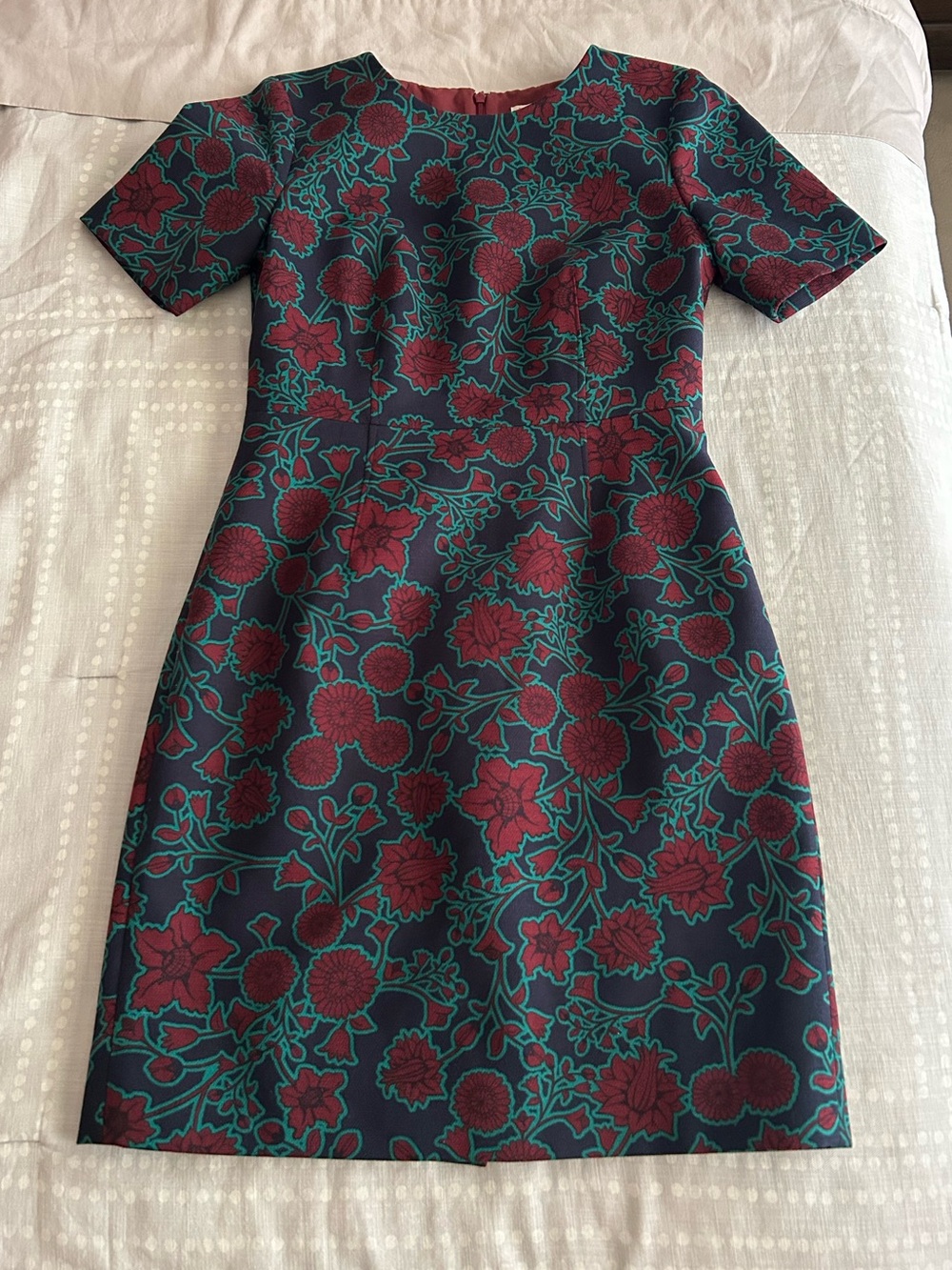 J. Crew Navy & Burgundy Floral Dress - Sz 6P